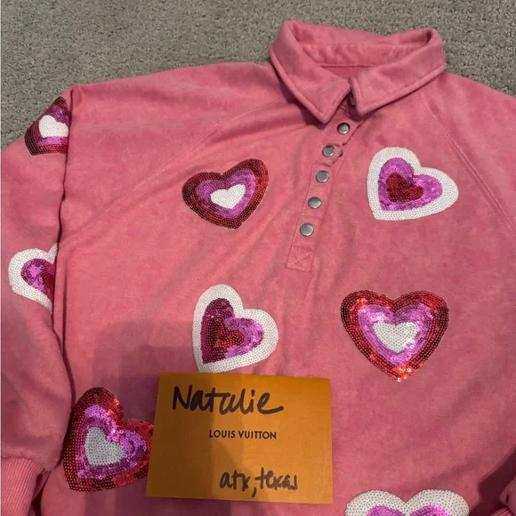 Boutique Hearts Pink Sweatshirt | Similiar to Queen of Sparkles size small - Picture 4 of 6